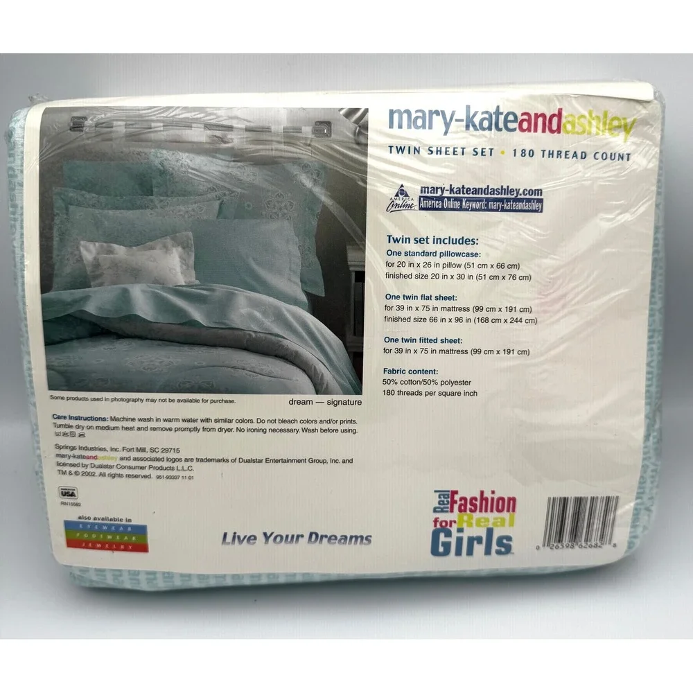VTG 2002 Mary-Kate and Ashley Twin Sheet Set New Sealed Fashion for Real Girls